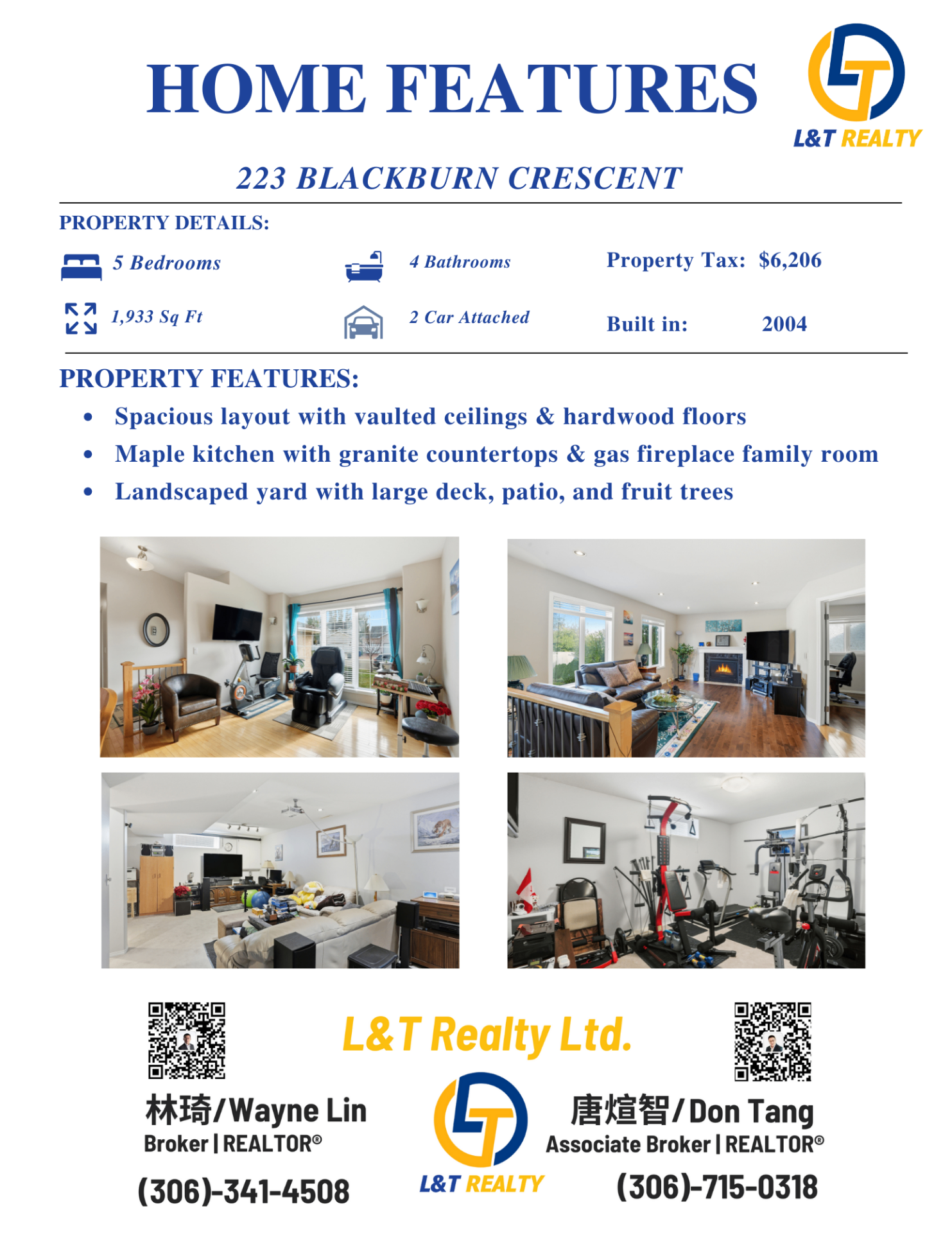 林与唐地产OPEN HOUSE, 10月25&26日，周六&日2-4pm, Briarwood 社区独栋出售 · 223 Blackburn Crescent - 3